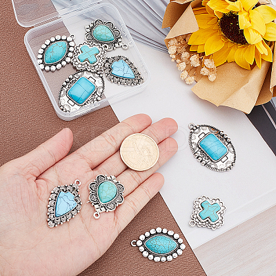 10Pcs 5 Styles Synthetic Turquoise Pendants TURQ-PH0001-04-1
