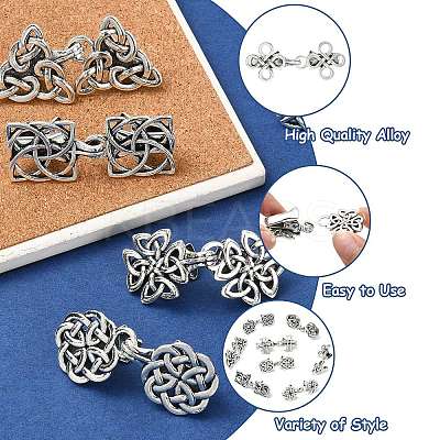 10Pcs 10 Styles Alloy Sweater Shawl Clips Brooches AJEW-CJ0001-66-1