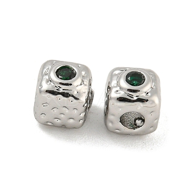 Brass Micro Pave Cubic Zirconia Beads KK-G490-18P-01-1