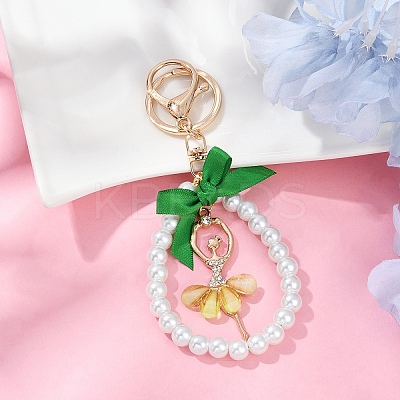 Alloy Resin & Crystal Rhinestone Ballet Dancer Pendant Decorations KEYC-YW00180-03-1
