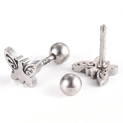 Tarnish Resistant 201 Stainless Steel Barbell Cartilage Earrings LS-EJEW-R147-20-1