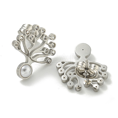 304 Stainless Steel & Rhinestone & ABS Plastic Pearl Stud Earrings EJEW-G400-05P-1