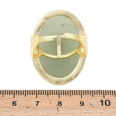 Natural Green Aventurine & Apatite Oval Cuff Rings G-P599-01G-02-1