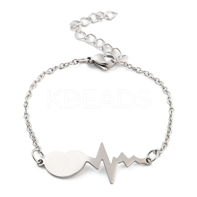 Non-Tarnish Stainless Steel Cable Chain Link Bracelets for Women Men STAS-Z061-01P-02-1
