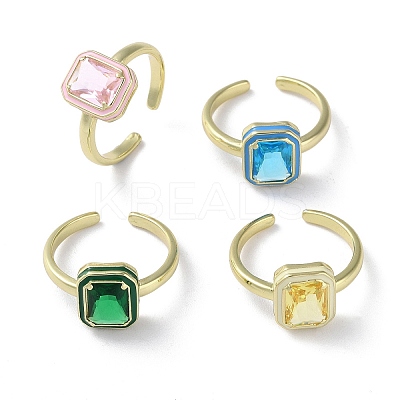 Rack Plating Real 18k Gold Plated Brass Cuff Rings RJEW-M159-01G-1