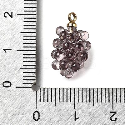 Grape Brass Acrylic Pendants OACR-R006-05G-01-1