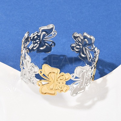 304 Stainless Steel Cuff Bangles for Women BJEW-G757-10GP-1