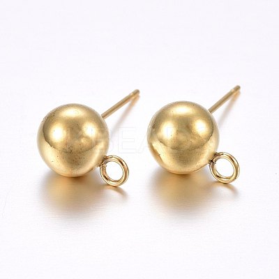 304 Stainless Steel Ball Stud Earring Findings STAS-E436-17A-G-1