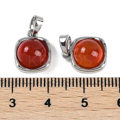 Natural Carnelian(Dyed & Heated) Square Charms KK-P283-46P-1