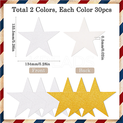 60Pcs 2 Colors Paper Glitter Star Wall Decoration AJEW-SP0001-18-1