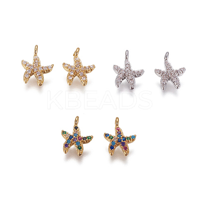 Brass Micro Pave Cubic Zirconia Charms ZIRC-F103-21-1