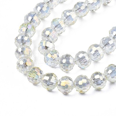Electroplate Transparent Glass Beads Strands EGLA-N002-15-B02-1