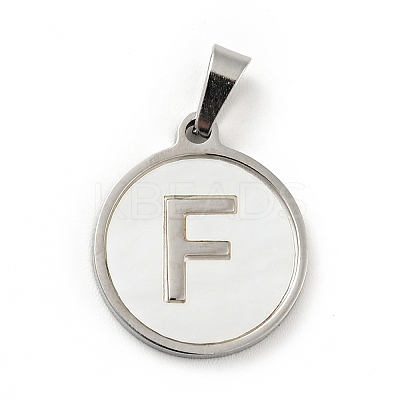 304 Stainless Steel with White Shell Pendants STAS-G268-01F-P-1