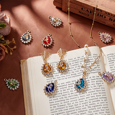 18Pcs 9 Colors Glass Pendants FIND-PH0022-22-1