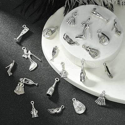 100Pcs 10 Styles Tibetan Style Alloy Pendant FIND-CJ0001-74-1