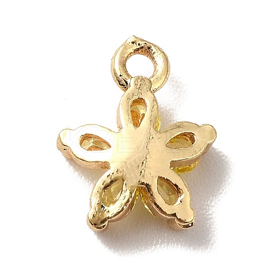 Brass Cubic Zirconia Flower Charms KK-O141-01G-04-1