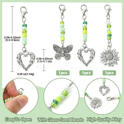 Glass Beaded & Alloy Pendant Decorations HJEW-YW00004-1