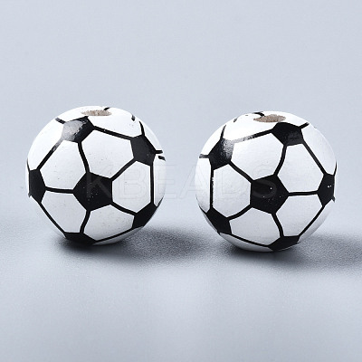 Painted Natural Wood European Beads WOOD-S057-050-1