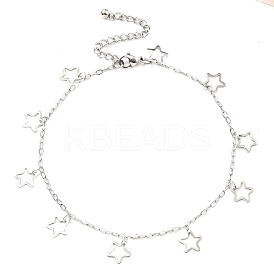 Non-Tarnish 304 Stainless Steel Cable Chain Hollow Charm Bracelets BJEW-P334-10C-P-1
