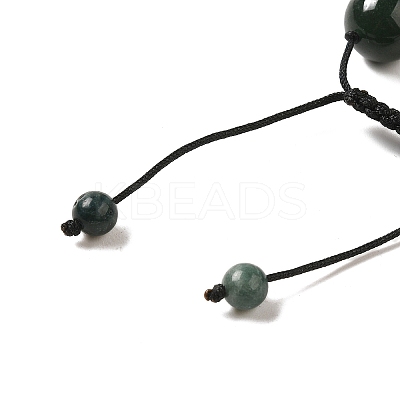 12.5mm Round Natural Moss Agate Braided Bead Bracelets for Women Men BJEW-C060-01B-1