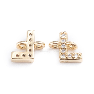 Brass Micro Pave Cubic Zirconia Letter Links ZIRC-I042-16G-L-1