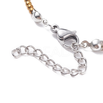 Round Glass Beaded Necklace for Women NJEW-JN03821-02-1