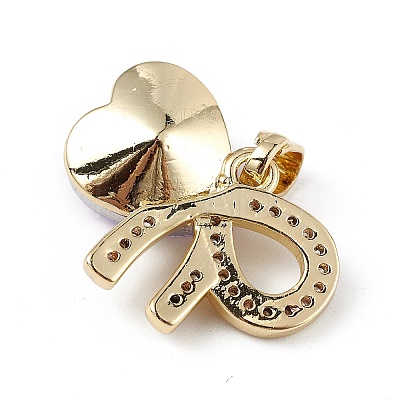 Real 18K Gold Plated Rack Plating Brass Micro Pave Clear Cubic Zirconia Pendants KK-C015-26G-14-1