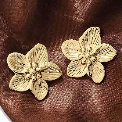 304 Stainless Steel Stud Earrings for Women EJEW-U047-28G-1