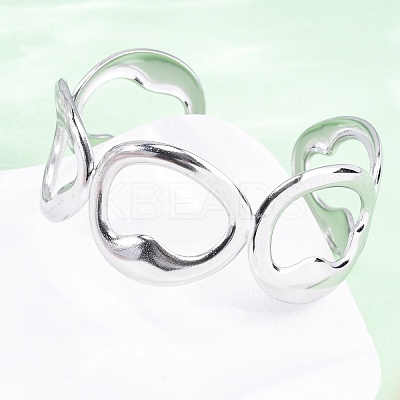 304 Stainless Steel Cuff Bangles for Women BJEW-D306-07P-1
