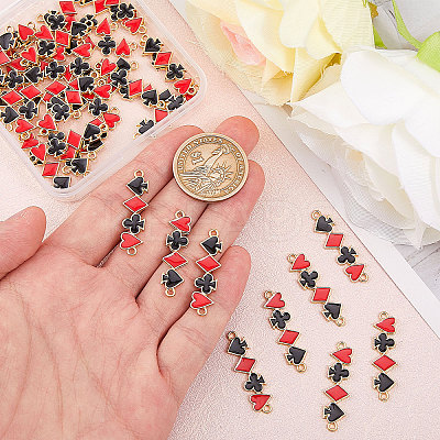 40Pcs Playing Theme Zine Alloy Enamel Connector Charms ENAM-CA0001-82-1