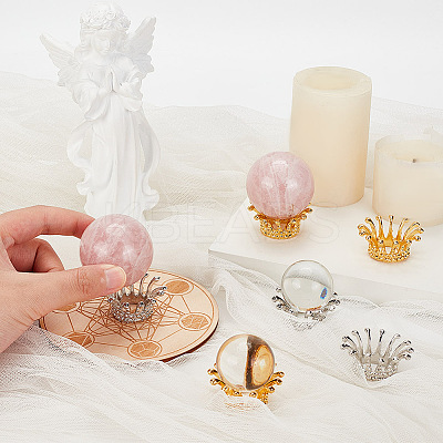 10Pcs 2 Colors Zinc Alloy Crystal Ball Base DJEW-GA0001-49-1