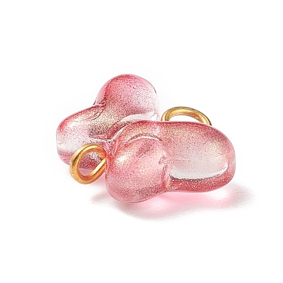 Butterfly Glass Golden Tone Iron Connector Charms PALLOY-JF01733-1