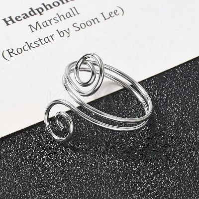 304 Stainless Steel Round Wrap Open Cuff Rings for Women Men RJEW-Z071-02B-P-1