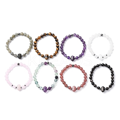 Natural Mixed Gemstone Beaded Stretch Bracelet for Women BJEW-A145-01-1