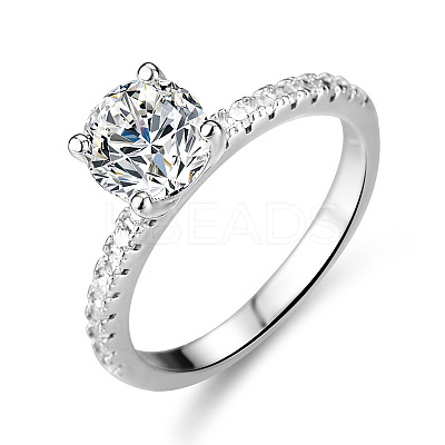 Rhodium Plated 925 Sterling Silver Pave 6.5x3.9mm Moissanite Finger Rings WG6D295-30-1