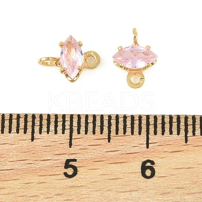 Brass Pave Cubic Zirconia Horse Eye Connector Charms KK-P347-03G-01-1