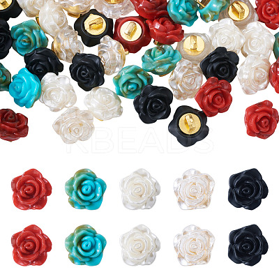 40Pcs 5 Colors 1-Hole Plastic Buttons FIND-TA0008-23-1
