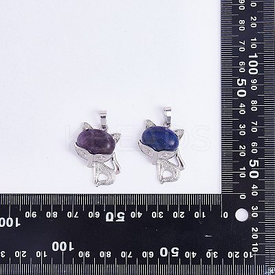 4Pcs 4 Styles Natural Mixed Gemstone Pendants G-SZ0002-22-1