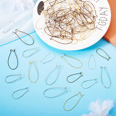 Brass Hoop Earrings Findings Kidney Ear Wires KK-TA0007-10-1