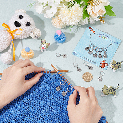 Alloy Paw Print Charm Locking Stitch Markers HJEW-PH01787-1
