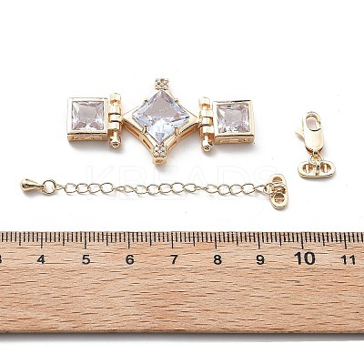 Brass & Cubic Zirconia & Glass Watch Band Clasps KK-G523-03G-01-1