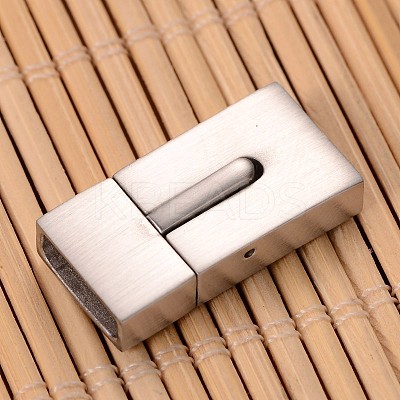 Tarnish Resistant Matte 304 Stainless Steel Rectangle Magnetic Clasps STAS-I045-04B-1
