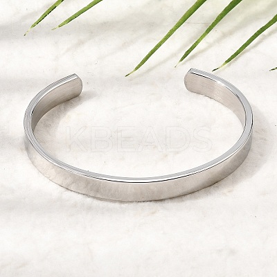304 Stainless Steel Plain Open Cuff Bangles for Women SA-CBAC920-08P-1