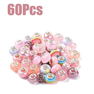 60Pcs 15 Styles Resin European Beads DIY-YW0010-19-1
