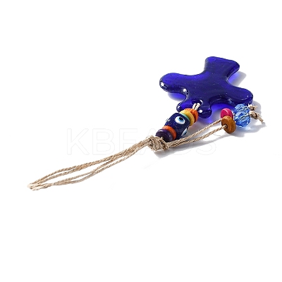 Glass Evil Eye Pendant Decorations HJEW-WH0006-52-1