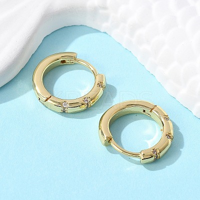 Sparkling Cubic Zirconia Huggie Hoop Earrings for Girl Women EJEW-H126-15G-1