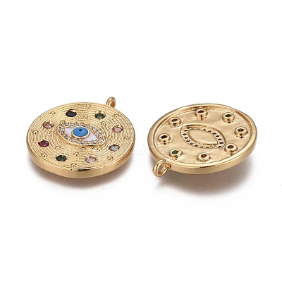 Brass Micro Pave Colorful Cubic Zirconia Enamel Pendants KK-F821-29G-1