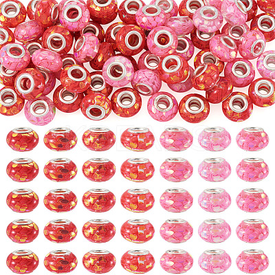 70Pcs 7 Colors Transparent Resin Rondelle European Beads RESI-TA0004-82-1