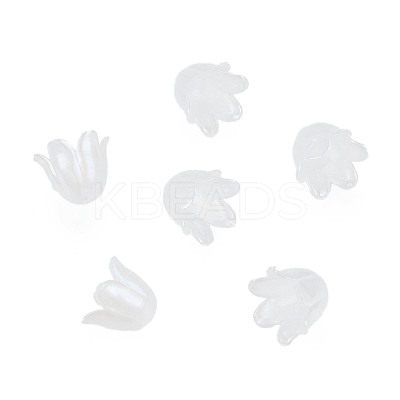 6-Petal Imitation Jelly Acrylic Bead Caps JACR-T002-02G-1