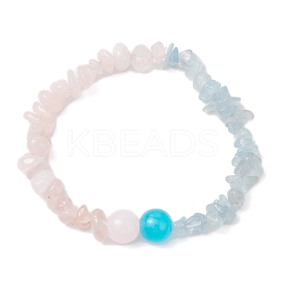 3Pcs 3 Styles Baking Paint Imitation Jade Glass Round Beaded Stretch Bracelets for Women BJEW-JB12158-1
